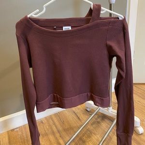 Long One off  Sleeve Mesh Crop Top
